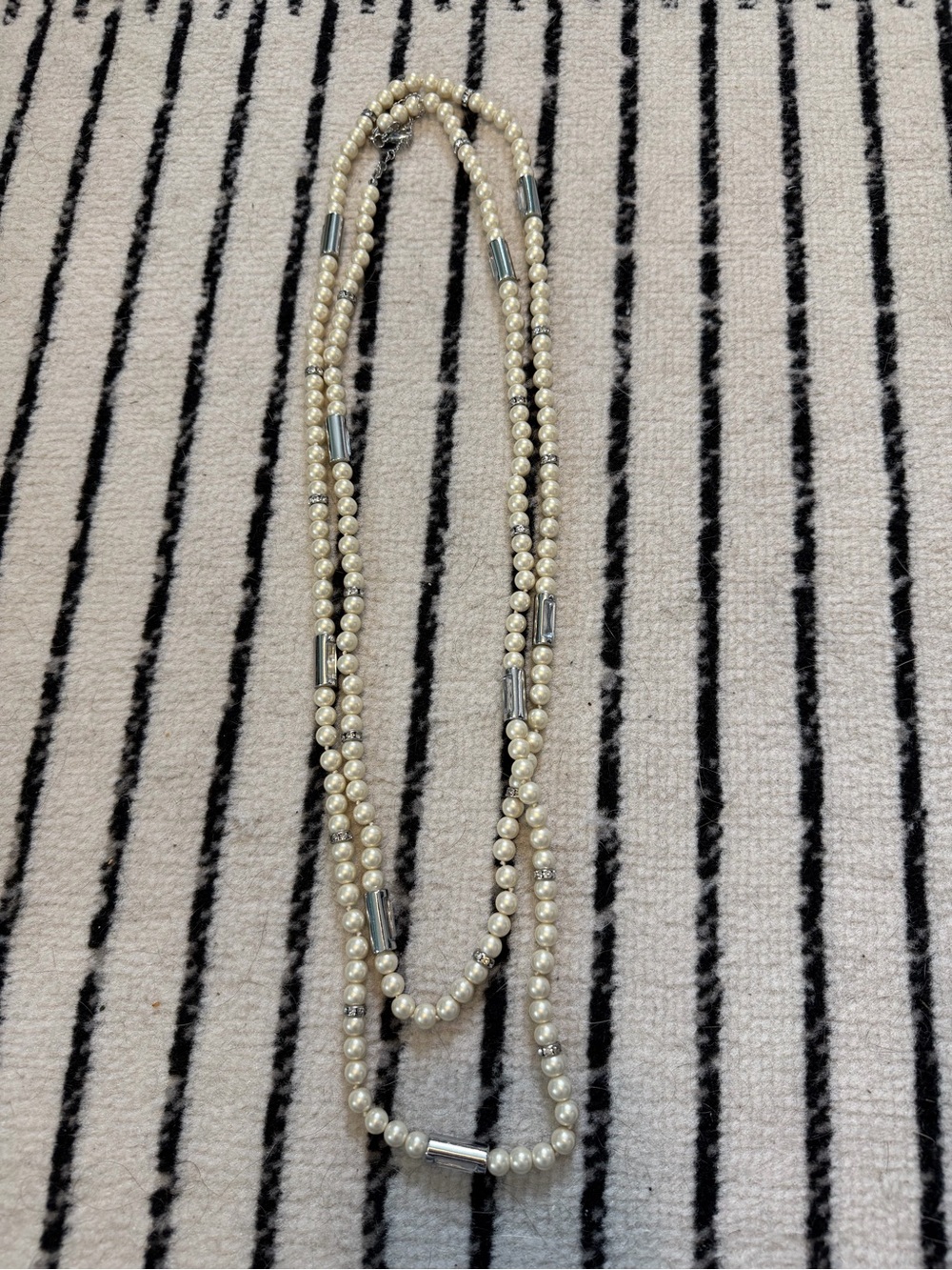 Lia Sophia Elegant Cream Pearl Multi-Strand Necklace with Silver Accents